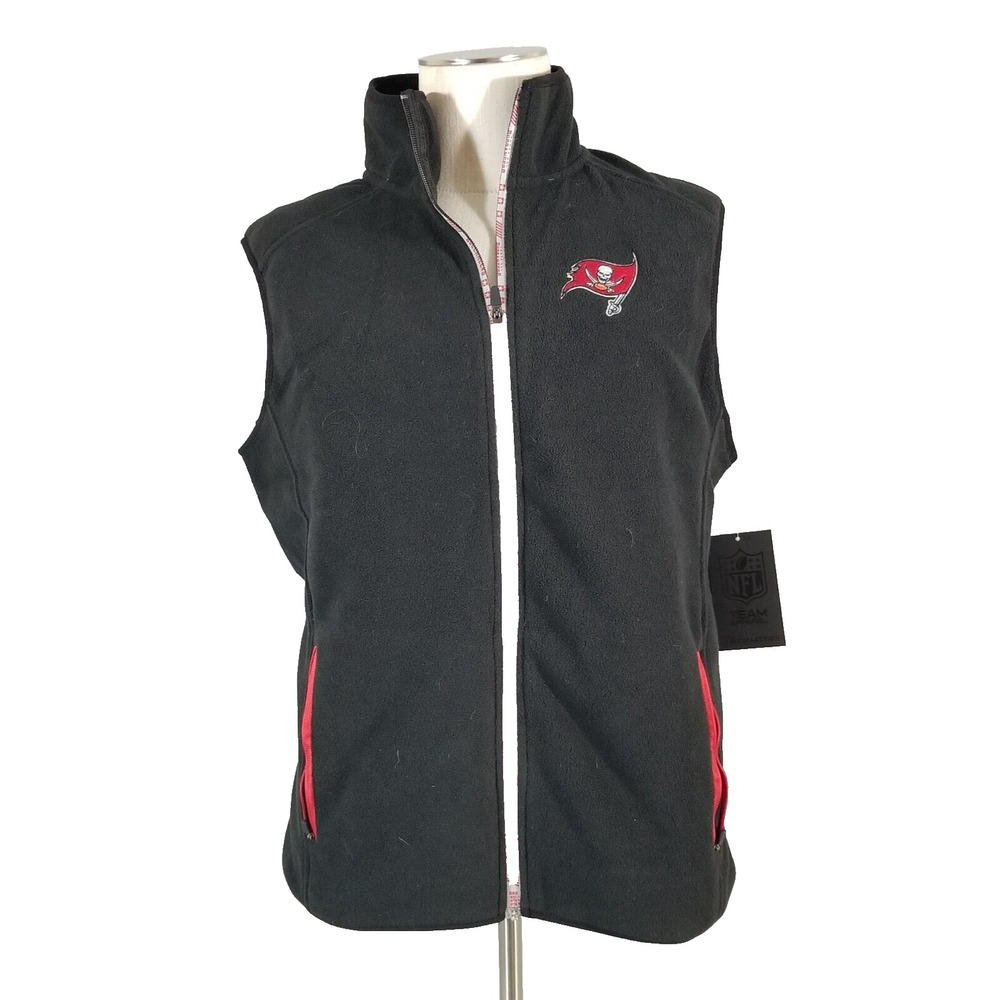 NFL Team Apparel Vest Mens M Black Tampa Bay Buccaneers Fleece Full Zip NWT